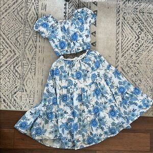 Haute Hippie Blue and White Floral Matching Set